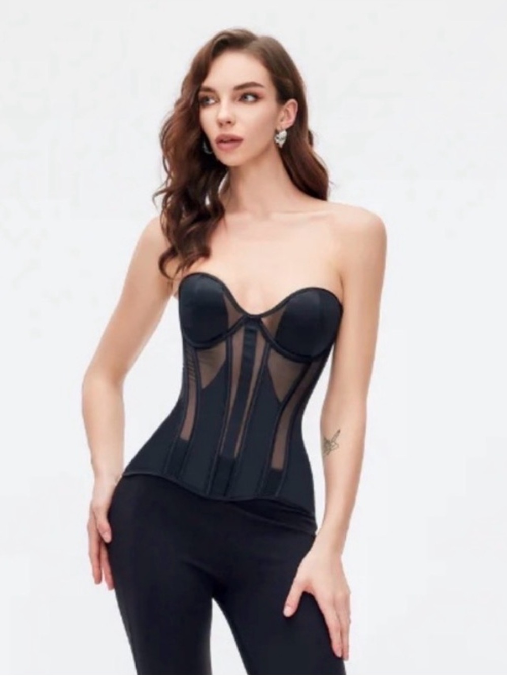 Perfect Corset: Black Mesh Boned Corset Top